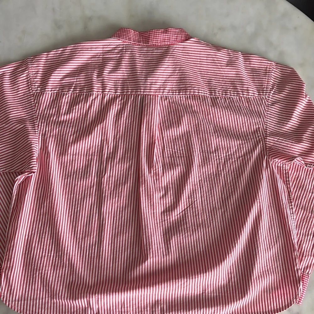 Red Striped Pajama Bib Shirt‎